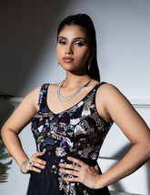Black Net Sequin Embroidered Gown for Party & Evening Wear